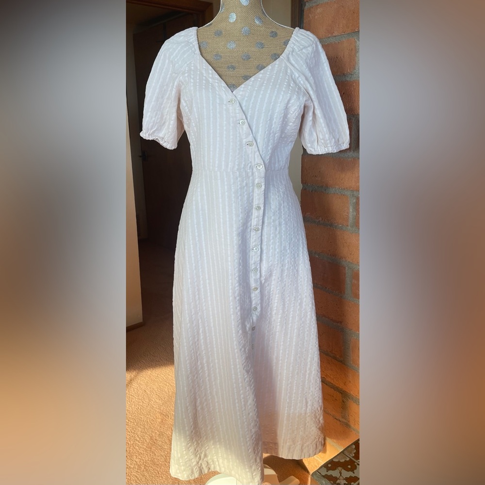 Madewell Midi striped Dress Puff Sleeve Size 2 NWOT